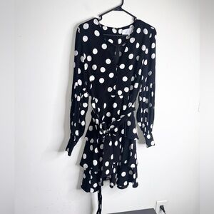 Pearl by Lela Rose Polka Dot Ruffle Skirt Mini Dress